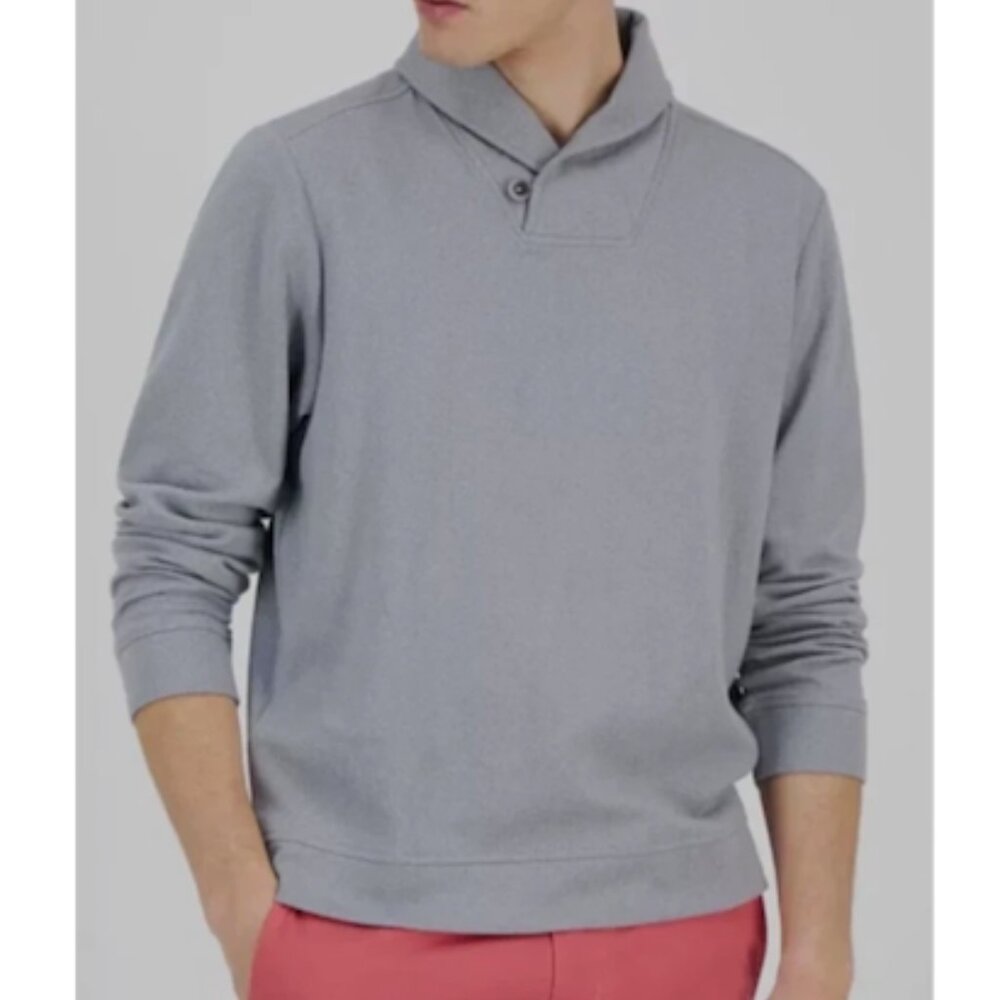 Tommy Bahama Deer Harbor Shawl Collar Pullover Men's Sweater Cave Grey Size L